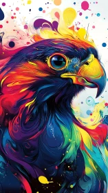 Chromatic raptor portrait in fluid vector pigment turbulence