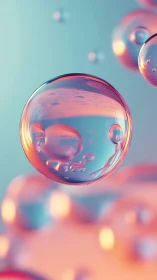 Translucent soap bubbles render iridescent bokeh depth