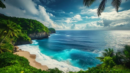 Tropical Coastal Landscape with Beach and Vegetation