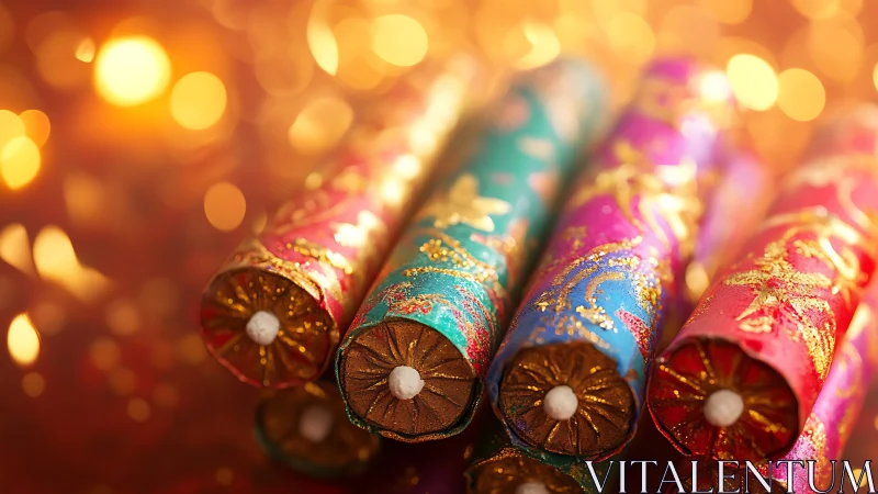 Sparkling festive crackers glowing with holiday warmth.