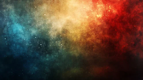 Tri-color textured abstract gradient with dispersed particles.