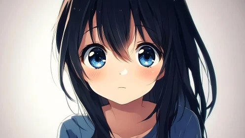 Anime portrait with luminous eyes and soft gradient lighting.