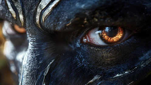 Fiery creature&rsquo;s gaze glowing with fierce, untamed power.