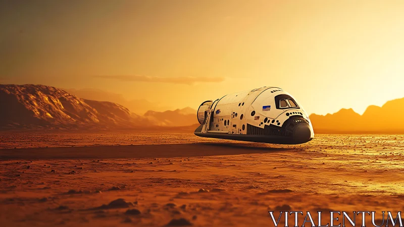 Sunset rover hums softly across a lonely Mars horizon