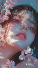 Soft-lit portrait merges floral framings with ethereal realism