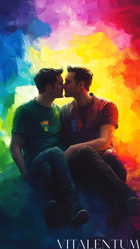 Chromatic Intimacy: Digital Portrait with Neon Gradient Fusion.