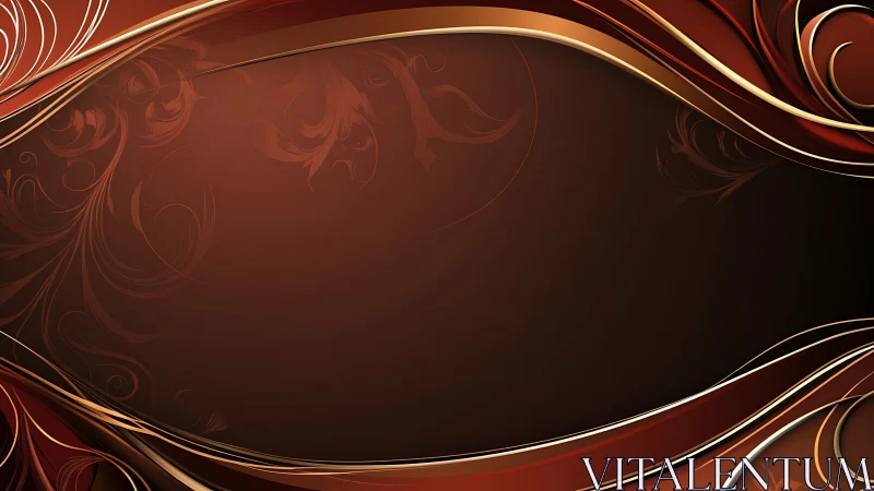 Curved red and gold abstract background with floral accents.