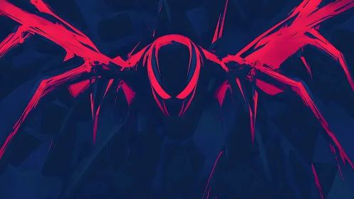 Neon-winged vigilante glows boldly in the midnight dark.