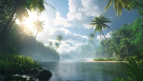 Tropical River Paradise with Pristine Wilderness Landscape