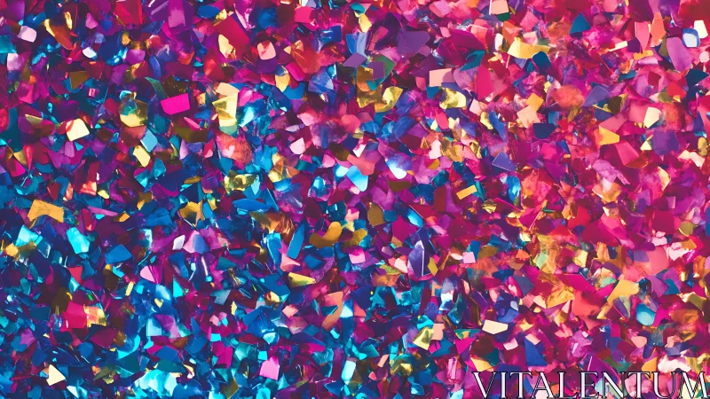 Multicolor reflective confetti shards form dense abstract field