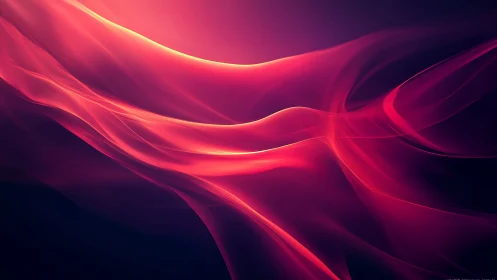 Glowing scarlet waves drift softly through a twilight sky