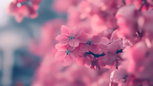 Pink Geranium Blossoms in Soft Focus.