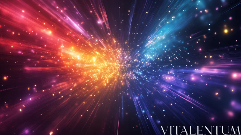 Digital painting of prismatic stellar burst in radial perspective.