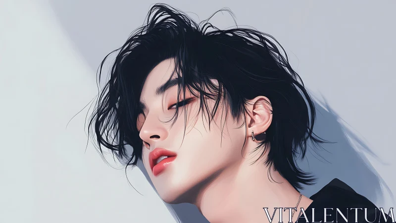 Luminous portrait of androgynous youth in soft side light.