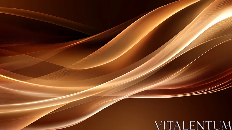 Curved luminous ribbons form layered amber lightwave gradients