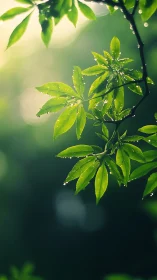 Morning raindrops turn maple leaves into glassy lanterns