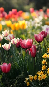 Spring's Colorful Tulip Garden in Bloom.