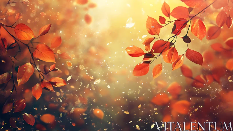 Emberleaf branches drifting through molten autumn light.