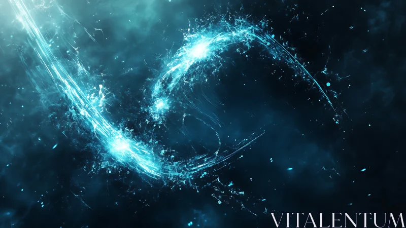 Stellar vortex of electric blue shards in cosmic dusk.