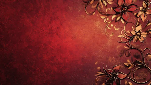 Crimson Garden: Elegant Florals Bloom in Warmth.