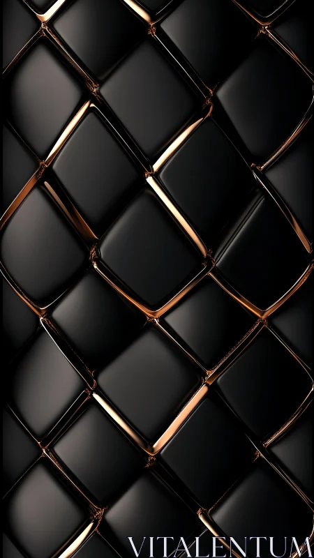Interlocking black panels form a glossy metallic lattice surface