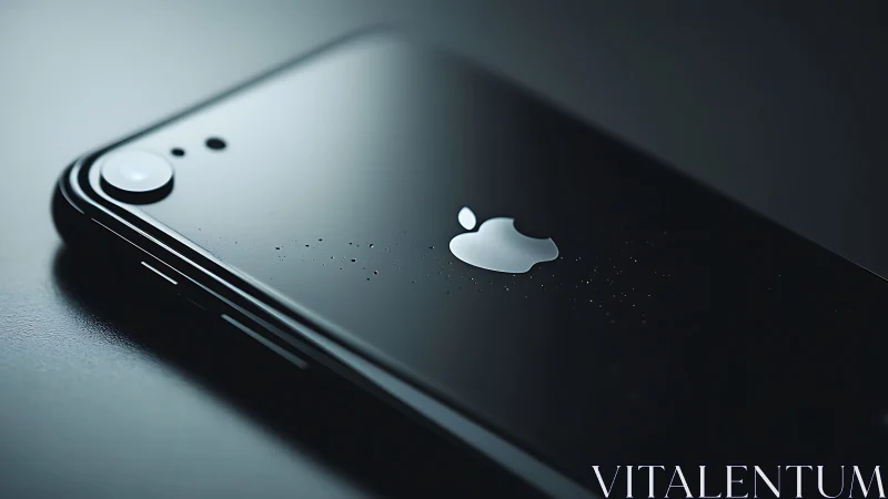 Apple iPhone with wet surface showing camera lens detail.