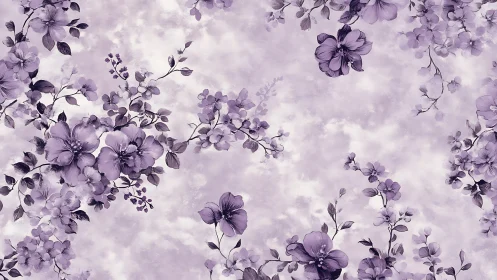 Purple Floral Composition Against Luminous Textured Background.