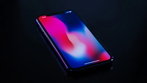 Premium Smartphone Display: Neon Gradient Illumination Study.