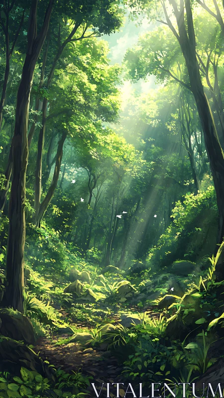 Luminescent Forest Sanctuary: Radiant Digital Landscape.