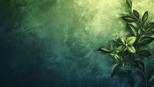 Emerald petals drift across a twilight tide of green light.