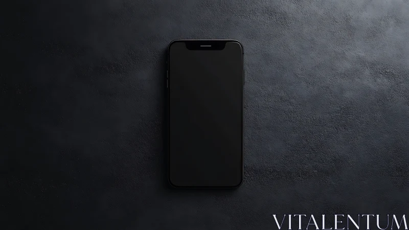 Modern Smartphone Rests on Dark Textured Surface