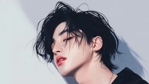 Luminous portrait of androgynous youth in soft side light.