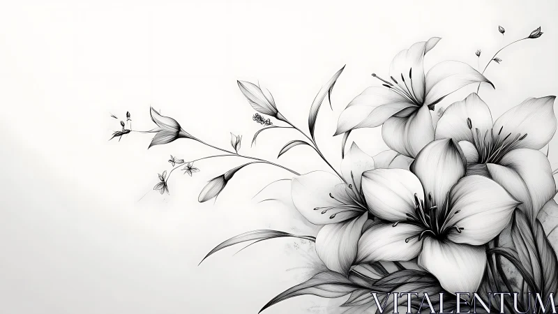 Delicate Lilies: A Monochromatic Study in Botanical Grace.