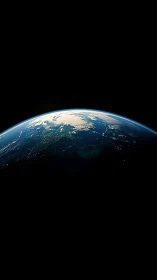 Earth horizon seen from space with illuminated night regions.