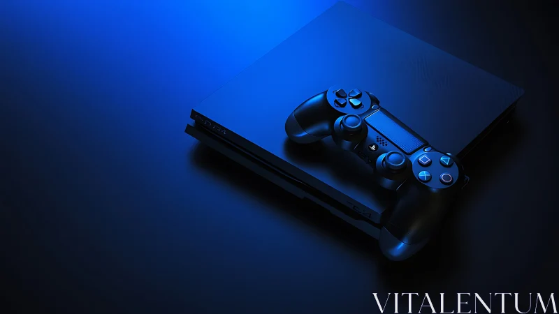 PlayStation 5 Gaming Console with Blue Controller Setup.