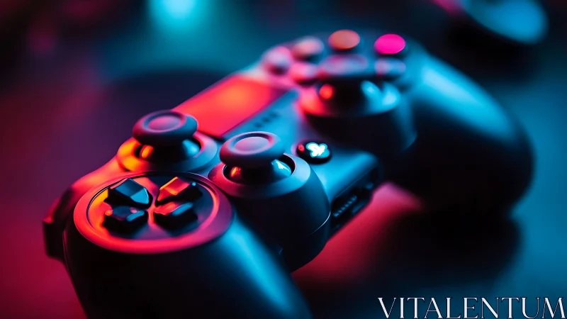 Neon-Lit Gaming Controller: Cyberpunk Aesthetic Design.