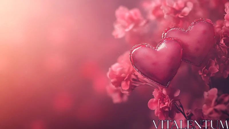 Sparkling Hearts Bloom Among Rose Petals