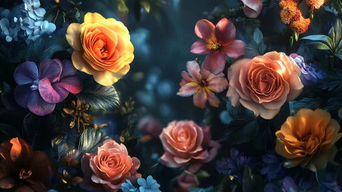 Enchanting Garden of Roses Blooming in Vibrant Colors
