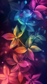 Neon Petals Dance: Luminous Flowers Bloom in Electric Darkness.