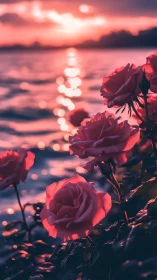 Rosa Blooms at Twilight: Oceanic Bokeh Depth Rendering.