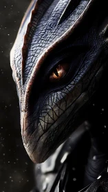 Starlit reptilian guardian with ember-bright watchful gaze.