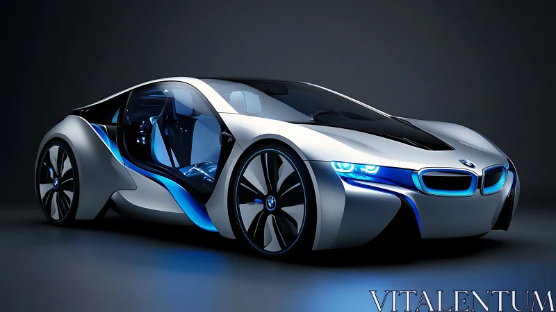 Futuristic BMW concept coupe with illuminated aero-glass cabin.