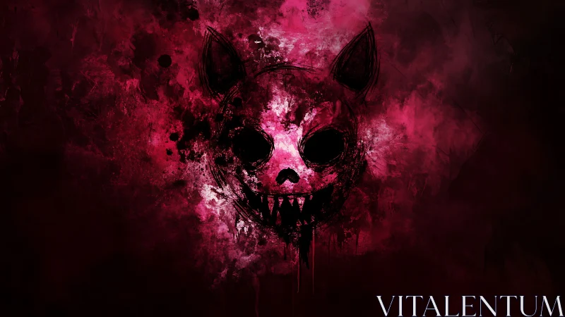 Haunting pink creature emerging from swirling shadowed mist.