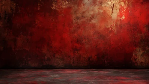 Textured red abstract wall with moody concrete floor background.