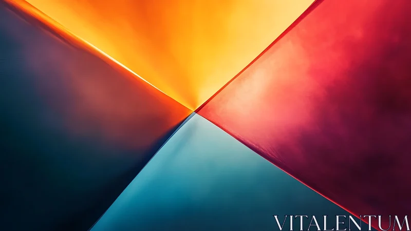 Intersecting color gradients form four luminous panels