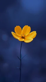 Golden Cosmos Bursts Against Indigo Shadows