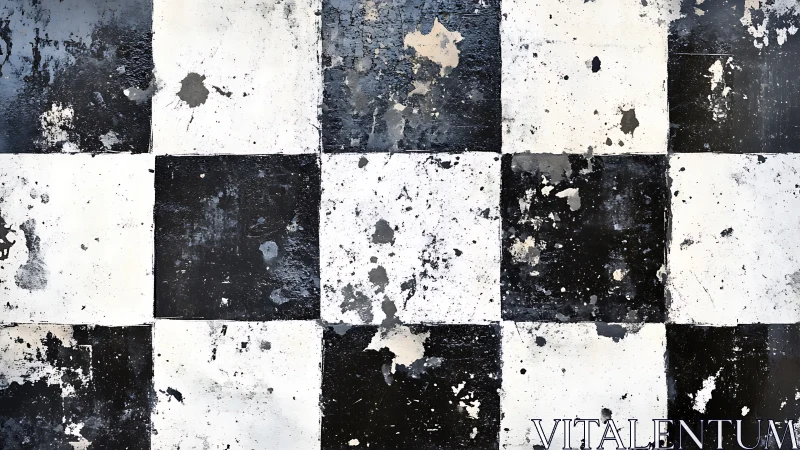 Weathered checkerboard grid quietly archives splattered time