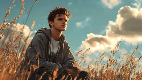 Daydreaming drifter under honeyed clouds of late summer.