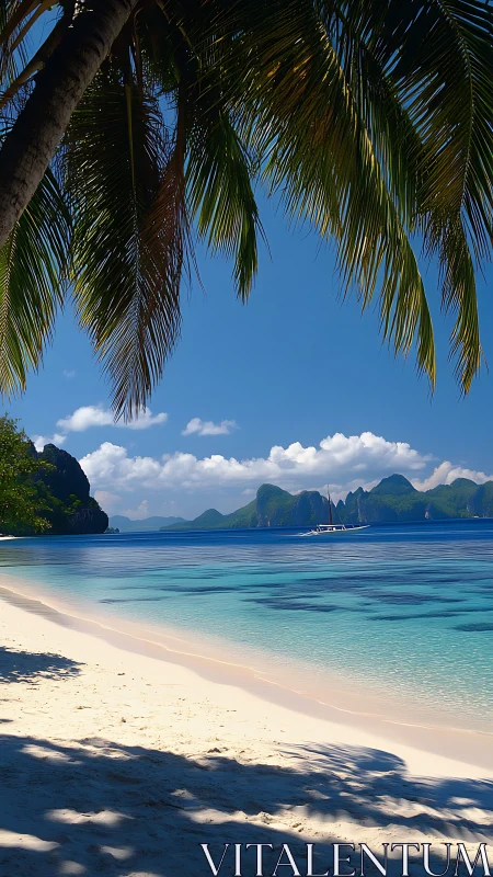 Paradise Beach Awaits Under Tropical Palms and Clear Skies