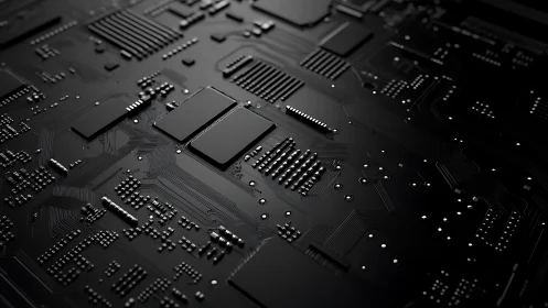 Gleaming black circuit board quietly celebrates modern tech